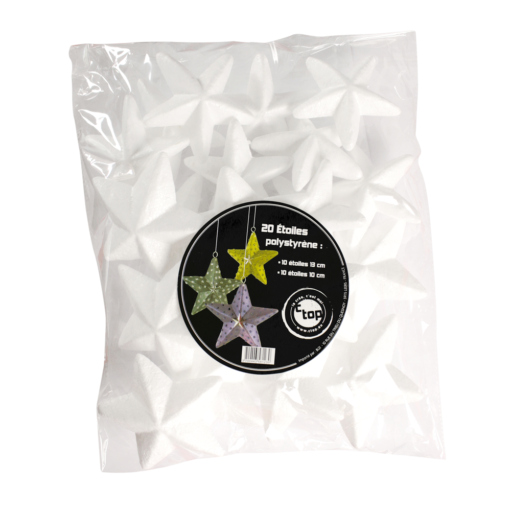 ETOILES POLYST. 10 ET 13CM X20-(852704)