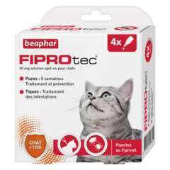 Fiprotec 50 MG solution spot-on pour chats Fipronil - 4 x 0,50 ml