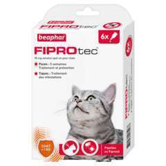 Fiprotec 50 MG solution spot-on pour chats Fipronil - 6 x 0,50 ml