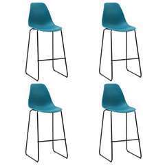 Chaises de bar turquoise plastique - Lot de 4