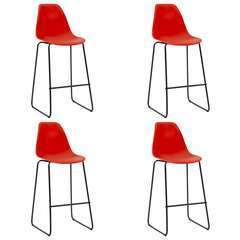 Chaises de bar rouge plastique - Lot de 4
