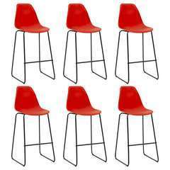 Chaises de bar rouge plastique - Lot de 6