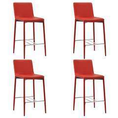 Chaises de bar rouge similicuir - Lot de 4