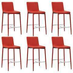 Chaises de bar rouge similicuir - Lot de 6