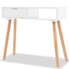 Table console Bois de pin massif Blanc - 80x30x72cm