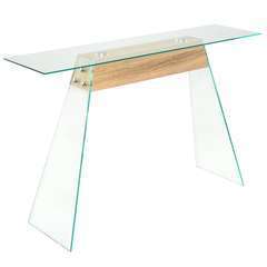 Table Console MDF et verre Couleur de chêne - 120x30x76cm