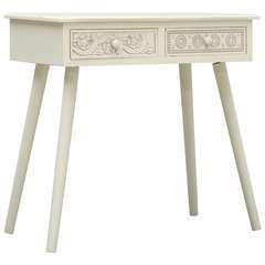 Table console avec 2 tiroirs Gris Bois sculpté - 80x40x77,8cm
