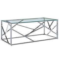 Table basse Transparent Verre trempé et inox - 120x60x40cm