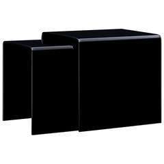 Tables gigognes Noir Verre trempé - 42x42x41,5cm - Lot de 2