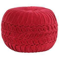 Pouf Velours de coton Design de sarrau Rouge - 40x30cm