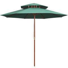 Parasol de terrasse 270 x 270 cm Poteau en bois Vert