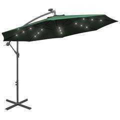 Parasol avec éclairage LED 300 cm Poteau en métal Vert