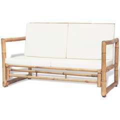 Canapé de jardin à 2 places avec coussins Bambou