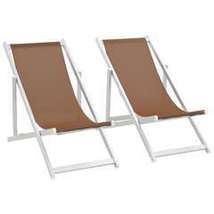 Chaises de plage pliables 2 pcs Aluminium et textilène Marron