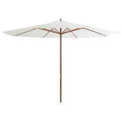 Parasol avec mât en bois 350 cm Blanc sable