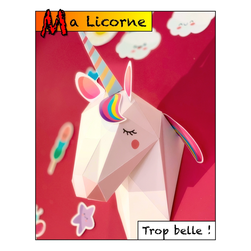 LICORNE BLANCHE ET DECOR 3D-(870173)