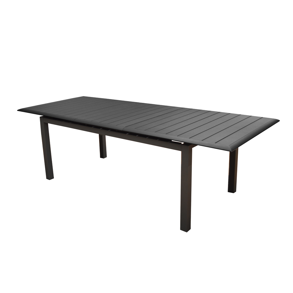 Table de jardin Louisiane grise en aluminium 187/247x100x75 cm