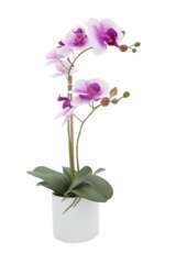 Orchidée fuchsia artificielle toucher naturel pot céramique rond 58cm