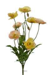 Pavots Coquelicots artificiels, piquet 7 fleurs H 35 cm D 25 cm Jaune