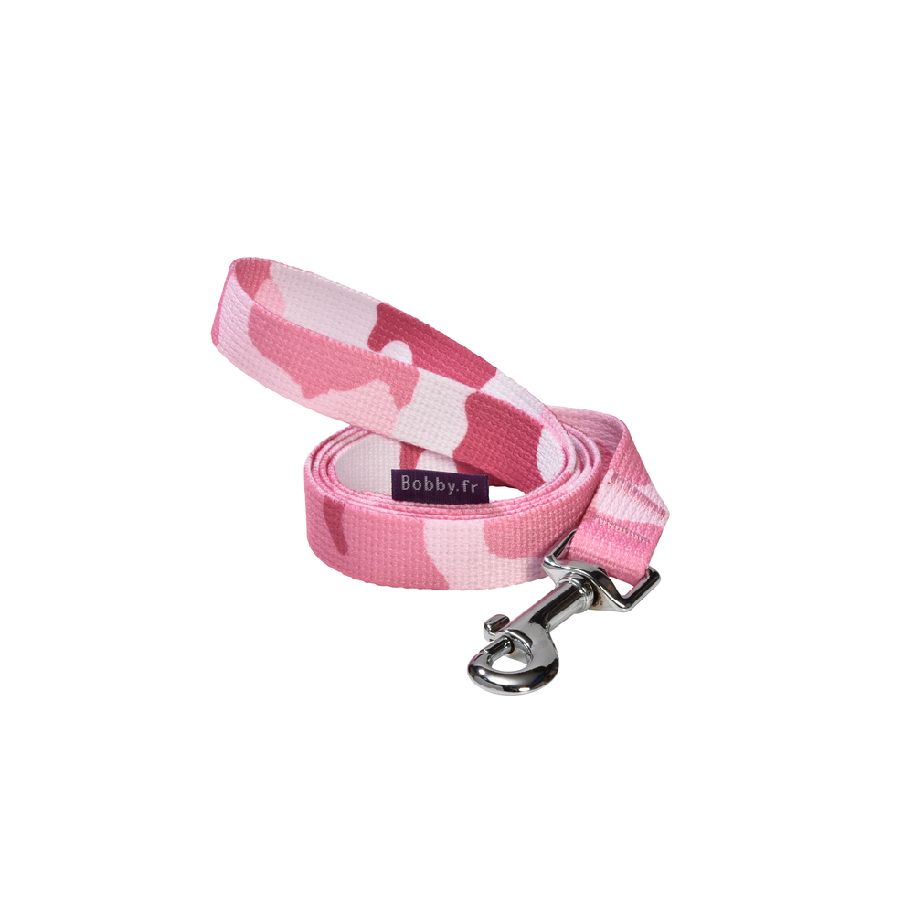 Laisse pour chien, camouflage rose 108x1.6cm 