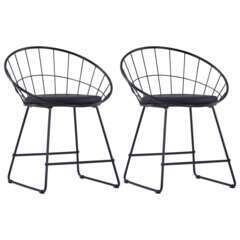 Chaises de salle à manger siège en similicuir noir acier - Lot de 2