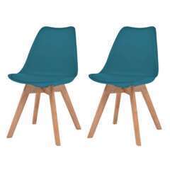 Chaises de salle à manger similicuir bois turquoise - Lot de 2
