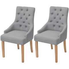 Chaises de salle à manger bois de chêne tissu gris clair - Lot de 2