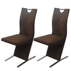 Chaises design en tissu marron - Lot de 2