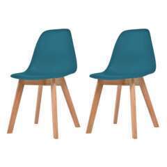 Chaises de salle à manger pied en bois bleu - Lot de 2