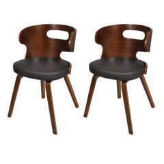 Chaises de cuisine design noir bois - Lot de 2