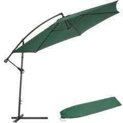 Parasol 350cm avec housse de protection meuble jardin vert