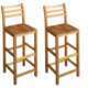 Tabourets de bar design chaise siège bois massif d'acacia - Lot de 2
