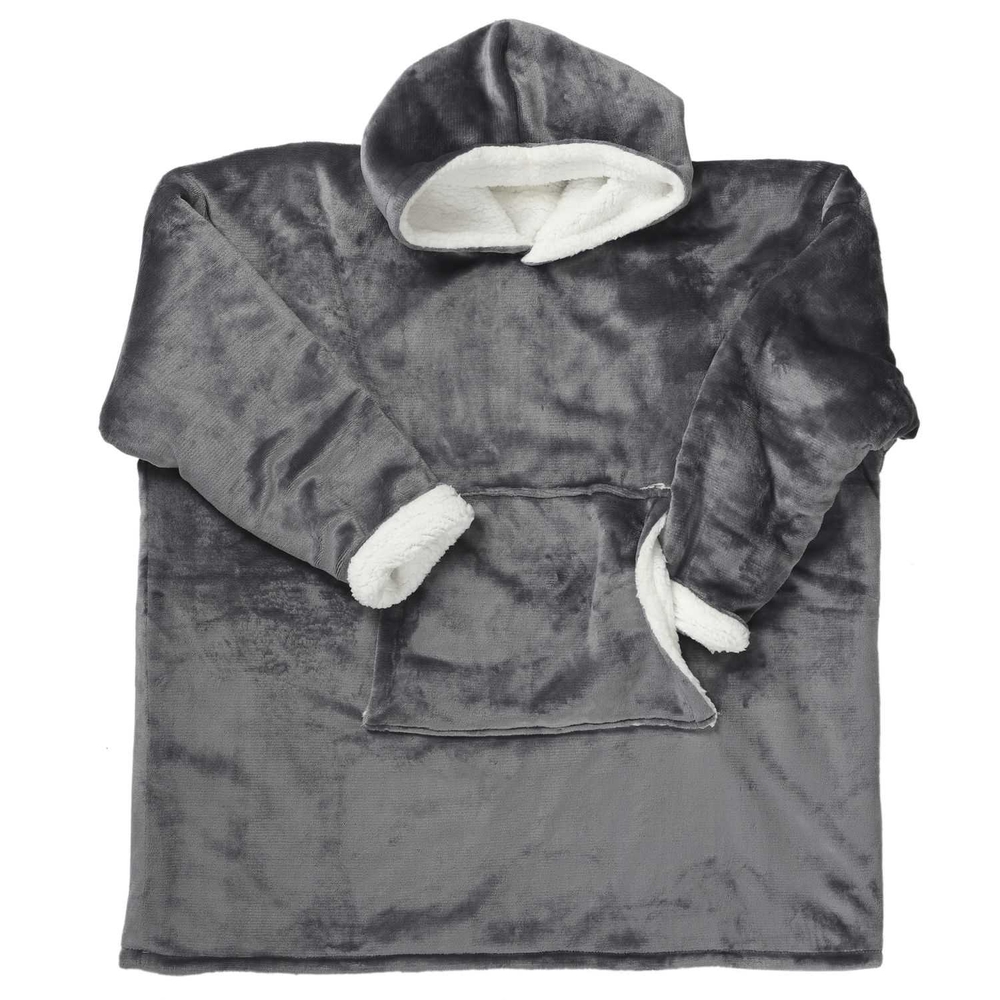 Sweat à capuche d'intérieur Sherpa gris Sensly