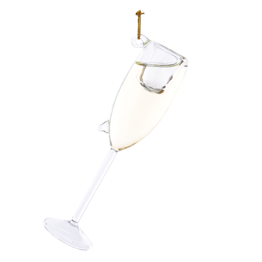 Suspension de Noël en verre : coupe de champagne - H.10,8cm