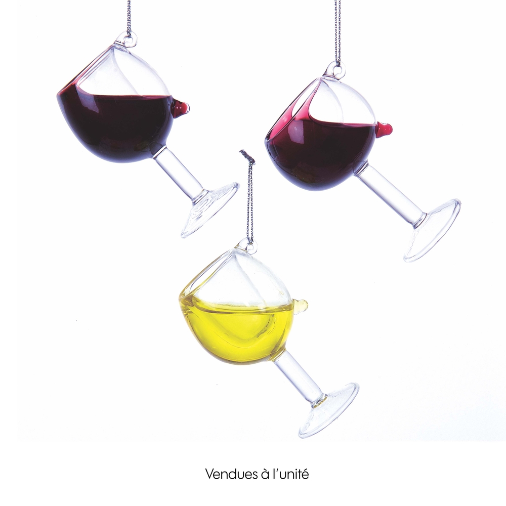 Suspension de Noël : verre de vin - H.10cm
