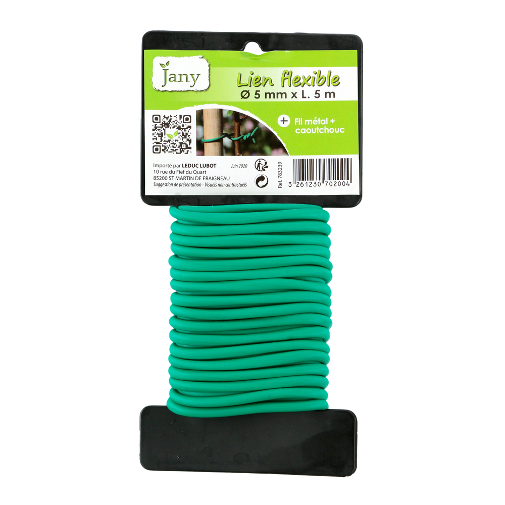 Lien flexible : caoutchouc, vert, 5mxd.0,5mm