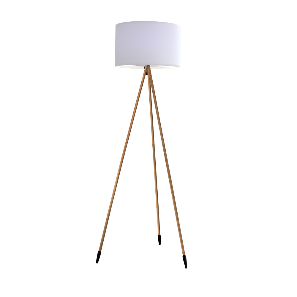 Lampadaire trépied  bois LED blanc chaud TAMBOURY WOOD H155cm