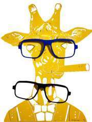 Tableau déco girafe lunettes amovibles 50x50cm