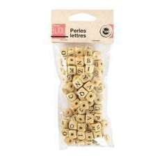 Perles de Bois en lettres carrées - 1cm - 102 pièces