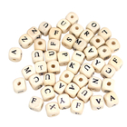 Perles de Bois en lettres carrées - 1cm - 102 pièces