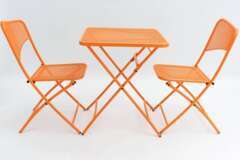 Chaises et table de jardin pliante orange