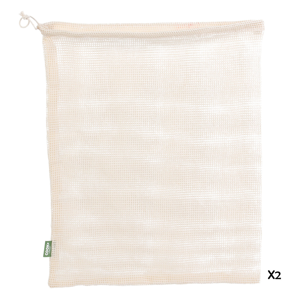 Sac à vrac réutilisable mailles coton (x2 pièces)