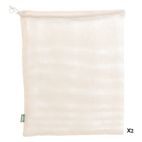 Sac à vrac réutilisable mailles coton (x2 pièces)