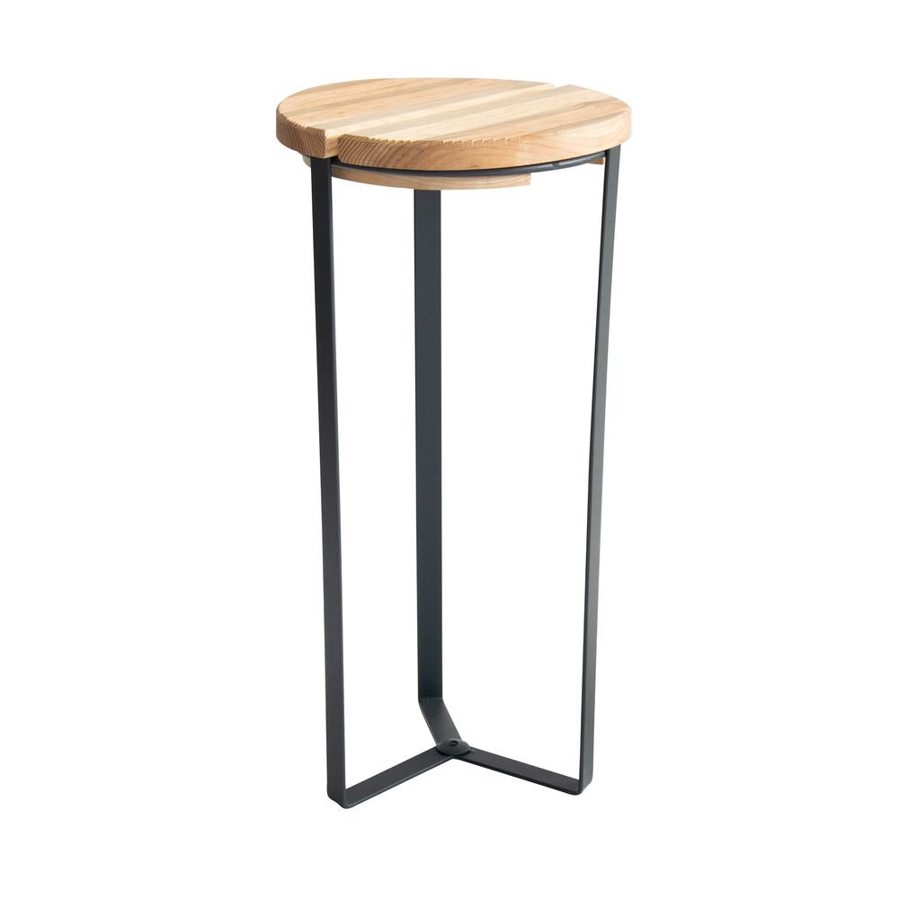 Sellette industrielle Haute en fer plat - D.29 x H.50 cm