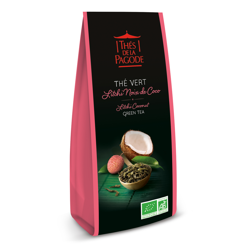 Thé vert litchi noix de coco bio 100g