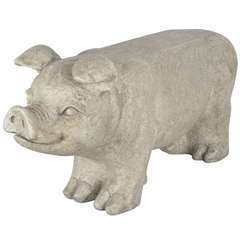 Esschert Design Banc de jardin en pierre en forme de cochon Gris