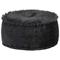 Pouf Rond Velours Anthracite - 40x20cm