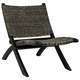 Chaise de relaxation Noir Rotin naturel kubu et bois d'acajou