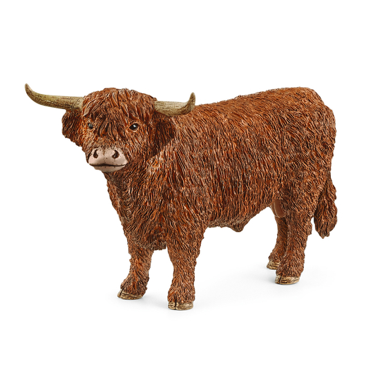 Figurine de taureau Highland pour enfant en plastique
