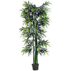Bambou artificiel XXL 1,80H m 1105 feuilles denses pot inclus noir